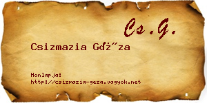 Csizmazia Géza névjegykártya